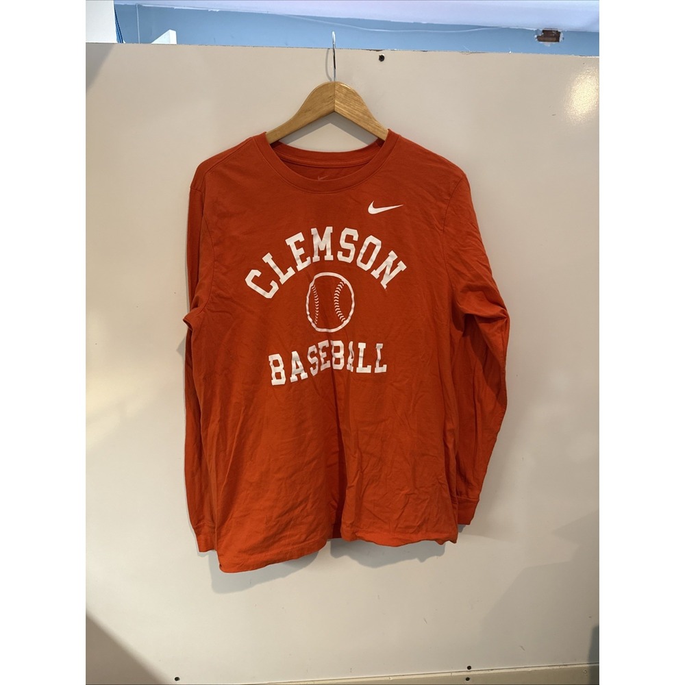 Clemson Tigers Baseball Long Sleeve Shirt Adult L Orange Nike Team College Dabo